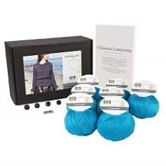 2 X DESIGNETTE JUMPER CHINESE LANTERNS KNITTING KIT 100 PERCENT EGYPTIAN COTTON WOOL YARN BOWLS AND PATTERN PACK BOX 100G≈205M/5PLY TURQUOISE, XL-3XL.