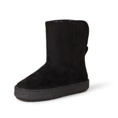 ESSENTIALS WOMEN'S SHEARLING BOOTS, BLACK MICROSUEDE, 11 UK, ESSENTIALS WOMEN'S CLEAN-HEEL ANKLE BOOT, BLACK, 11 UK.