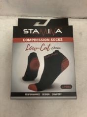 49 X STAMINA COMPRESSION SOCKS LOW CUT 2 PAIRS L/XL.