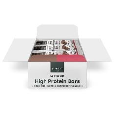 20 X BRAND - AMFIT NUTRITION LOW SUGAR HIGH PROTEIN BARS, DARK CHOCOLATE RASPBERRY FLAVOUR, 60G, PACK OF 12 BB: 08/11/2024.