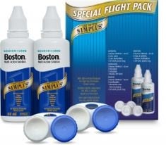 60X ASSORTED ITEMS TO INCLUDE BOSTON SIMPLUS TRAVEL CONTACT LENS SOLUTION, 2X 60ML FLIGHT PACK SIZE, MULTI-ACTION SOLUTION FOR RIGID GAS PERMEABLE CONTACT LENSES, CLEAN, DISINFECT & CONDITION, 2X LEN