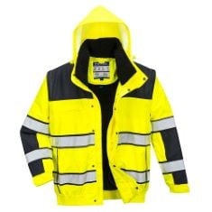 4 X ASSORTED CLOTHING ITEMS TO INCLUDE PORTWEST HI-VIS CLASSIC BOMBER JACKET, SIZE: S, COLOUR: YELLOW/BLACK, C466YBRS, PORTWEST FR ANTI-STATIC WINTER COVERALL, SIZE: XXXL, COLOUR: NAVY, FR53NARXXXL,