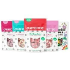 21 X CANDY KITTENS VEGAN SWEETS CORE SELECTION (5 X 140G), VEGAN CHEWY SWEETS BUNDLE - WILD STRAWBERRY, SOUR WATERMELON, VERY CHERRY, ETON MESS & LOVES, SWEETS BULK BAGS, VEGAN GIFTS, 5 BAGS OF SWEET