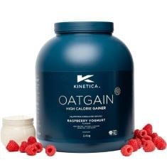 2 X KINETICA OATGAIN WEIGHT GAINER 600+ CALORIES & 47G PROTEIN PER SERVING, 2.4 KG, 15 SERVINGS RASPBERRY YOGHURT FLAVOUR BBE 31.10.2024.