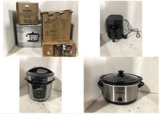 4 X ASSORTED ITEMS TO INCLUDE DAEWOO 6.5L STAINLESS STEEL SLOW COOKER