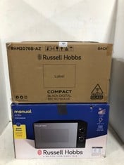 RUSSELL HOBBS COMPACT DIGITAL MICROWAVE MODEL NO-RHM2076B-AZ TO INCLUDE RUSSELL HOBBS 800W 20L MANUAL MICROWAVE MODEL NO-RHM2027B