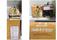 2 X ROALD DAHL CHARLIE AND THE CHOCOLATE FACTORY WILLY WONKA KIDS CLASSIC COSTUME SIZES 6/8YRS & 8/10YRS