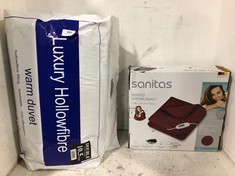 SANITAS HEATED OVERBLANKET 180 X 130CM TO INCLUDE LUXURY HOLLOWFIBRE DOUBLE WARM DUVET 10.5TOG