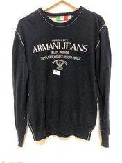 ARMANI JEANS KNIT SWEATER NAVY WITH WHITE LOGO SIZE EU-LG