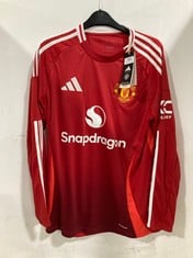 ADIDAS MAN UTD FOOTY SHIRT LONG SLEEVE RED/WHITE SIZE M