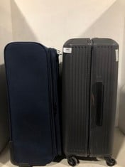 2 X JOHN LEWIS TRAVEL CASES MEDIUM/LARGE, 1 X NAVY BLUE FABRIC, 1 X CHARCOAL HARDSHELL