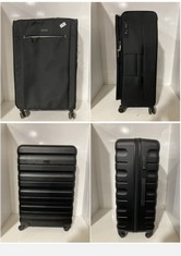 2 X JOHN LEWIS TRAVEL CASES MEDIUM/LARGE SPINNERS, 1 X BLACK HARDSHELL, 1 X BLACK FABRIC