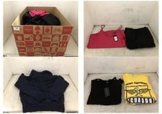 BOX OF APPROX 20 X ASSORTED CLOTHING TO INCLUDE NEW LOOK CRISS CROSS CAMI TOP PINK SIZE 12