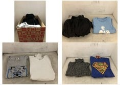 BOX OF APPROX 20 X ASSORTED ADULT CLOTHING TO INCLUDE MINTED T-SHIRT LIGHT GREY MARL WITH BLUE/BLACK SKULL LOGO SIZE LG