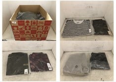 BOX OF APPROX 20 X ASSORTED ADULT CLOTHING TO INCLUDE CASUAL SHIRT COMPANY LONG SLEEVE KHAKI TWILL SHIRT WITH BADGE SIZE M