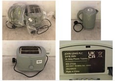 JOHN LEWIS ANYDAY 1.5L KETTLE SAGE TO INCLUDE JOHN LEWIS ANYDAY 2-SLICE TOASTER SAGE