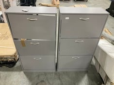 2 X VIDA DESIGNS 3 DRAWER SHOE CUPBOARD IN GREY (ZONE 2)