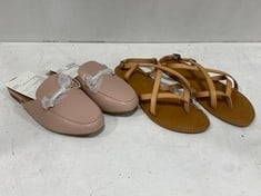 PALLET OF ASSORTED SHOES TO INCLUDE ESSENTIALS WOMENS BALLET FLATS IN ROSE GOLD SIZE 7 (ZONE 2) (KERBSIDE PALLET DELIVERY)