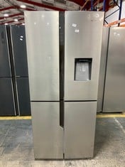 HISENSE AMERICAN STYLE 4 DOOR FREESTANDING FRIDGE FREEZER IN STAINLESS STEEL - MODEL NO. FMN431W20C - RRP £600 (ZONE 1)