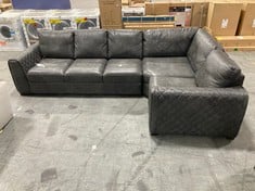 MAZZINI 3 SEATER, CORNER, 1 SEATER SOFA WITH FULL BACK IN UTAH GREY LEATHER - RRP £2299 (ZONE 1)