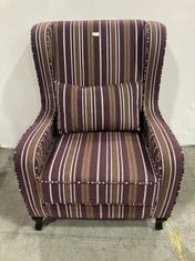 SHERBORNE FIRESIDE ARMCHAIR IN BURGUNDY STRIPE - RRP £219 (ZONE 1)