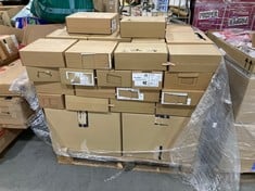 PALLET OF ASSORTED SHOES TO INCLUDE ESSENTIALS WOMENS CREPE TEXTURED PLATFORM BOOTS IN OXBLOOD SIZE 7 (ZONE 5) (KERBSIDE PALLET DELIVERY)