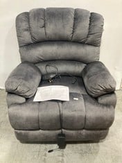 LARGE MASSAGE POWER LIFT ARMCHAIR IN DARK GREY VELVET - MODEL NO. WF293635 - RRP £380 (ZONE 1)