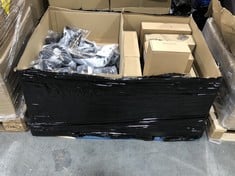 PALLET OF ASSORTED SHOES TO INCLUDE ESSENTIALS WOMENS 2 STRAP HEELED SANDAL IN BLACK FAUX LEATHER SIZE 7.5 (ZONE 5) (KERBSIDE PALLET DELIVERY)