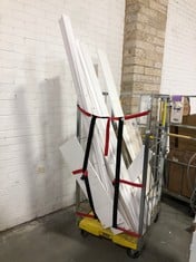 CAGE OF WHITE WOODEN FURNITURE PARTS (CAGE NOT INCLUDED) (ZONE 5) (KERBSIDE PALLET DELIVERY)