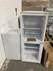 COOKOLOGY FREESTANDING 50/50 FRIDGE FREEZER IN WHITE - MODEL NO. CFF1855050WH (MISSING DOORS) AND COOKOLOGY UNDER COUNTER FRIDGE IN WHITE - MODEL NO. UCIF93WH - RRP £130 (ZONE 7)