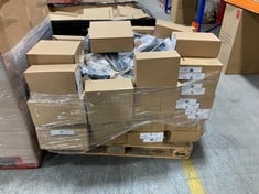 PALLET OF ASSORTED SHOES TO INCLUDE ESSENTIALS WOMENS HIGH HEELS IN BLACK FAUX SUEDE SIZE 7.5 (ZONE 7) (KERBSIDE PALLET DELIVERY)