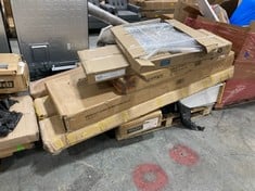 PALLET OF ASSORTED ITEMS TO INCLUDE CORONA 3 DOOR 3 DRAWER SIDEBOARD IN DISTRESSED GREY PINE (BOX 1/2, PART ONLY) (ZONE 7) (KERBSIDE PALLET DELIVERY)