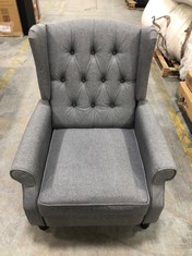 WINGBACK (PUSHBACK) RECLINER ARMCHAIR IN GREY FABRIC (ZONE 7)