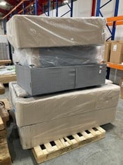 PALLET OF ASSORTED BED BASES / PARTS TO INCLUDE DOUBLE DIVAN BED BASE IN GREY FABRIC (PART ONLY) (ZONE 7) (KERBSIDE PALLET DELIVERY)