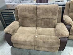 MANUAL 2 SEATER FABRIC RECLINER SOFA IN BROWN - MODEL NO. RC2-2037-035-060-BRN - RRP £599 (ZONE 1)