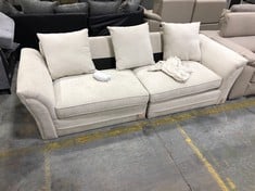 DURY CHUNKY WEAVE 3 SEATER SCATTER BACK SOFA IN CREAM FABRIC - RRP £649 (ZONE 8)