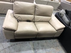 2 SEATER POWER RECLINER SOFA IN CREAM LEATHER (ZONE 8)