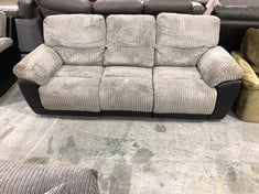 SIENNA 3 SEATER MANUAL RECLINER SOFA IN GREY / BLACK - RRP £849 (ZONE 8)