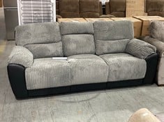 SIENNA 3 SEATER MANUAL RECLINER SOFA IN GREY / BLACK - RRP £849 (ZONE 1)