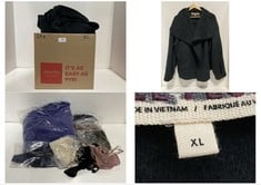 20 X ASSORTED XL ADULT CLOTHING ITEMS TO INCLUDE VELVET CROPPED TRENCH COAT BLACK - SIZE XL (RRP £158)