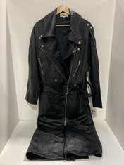 BRENDA KNIGHT LONG LEATHER COAT IN BLACK - SIZE SMALL - RPP £636