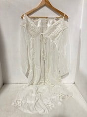 7 X MAXI 3/4 SLEEVE EMBROIDERED DRESSING ROBE IVORY - SIZE XS - TOTAL RRP £110