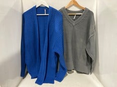 2 X ASSORTED XS ADULT CLOTHING ITEMS TO INCLUDE ALLI V-NECK PULLOVER KIT JUMPER GREY - SIZE XS - TOTAL RRP £223