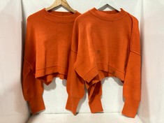 2 X EASY STREET CROP PULLOVER JUMPER ORANGE - SIZE S - TOTAL RRP £176