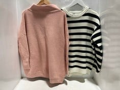 3 X ASSORTED XS ADULT CLOTHING ITEMS TO INCLUDE LINKS STRIPED PULLOVER KNIT JUMPER BLACK / WHITE - SIZE XS - TOTAL RRP £409