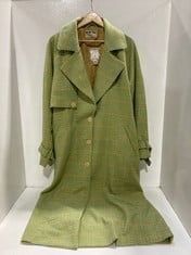 GREEN CHECKERED TRENCH LONG COAT - SIZE MEDIUM - RRP £228