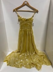 METALLIC GOLD STRAP PLEATED MAXI ANKLE DRESS YELLOW GOLD - SIZE 6 - TOTAL RRP £308