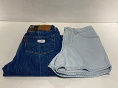 LEVI'S 501 IN BLUE SIZE W25 L31 TO INCLUDE 80S MOM HIGH RISE SHORTS LIGHT BLUE TOTAL RRP- £140