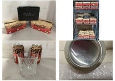 CAGE OF COCA-COLA VANILLA ZERO SUGAR (PACK OF 8) BBE: 30/11/24 TO INCLUDE LYING BY GLAS SET OF GLASSES (COLLECTION ONLY)