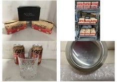 CAGE OF COCA-COLA VANILLA ZERO SUGAR (PACK OF 8) BBE: 30/11/24 TO INCLUDE LYING BY GLAS SET OF GLASSES (COLLECTION ONLY)